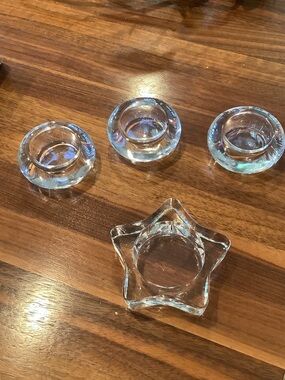 Clear Glass Star and Round Tealight Holder Set - Clear Glass